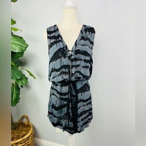 A.L.C Silk Grey Blue Black Tie Dye Hook sleeveless Dress